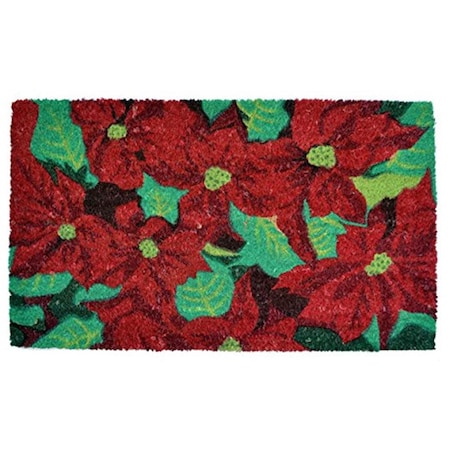 Jensendistributionservices Poinsettia Vinyl Backed Coir Doormat MI2592392
